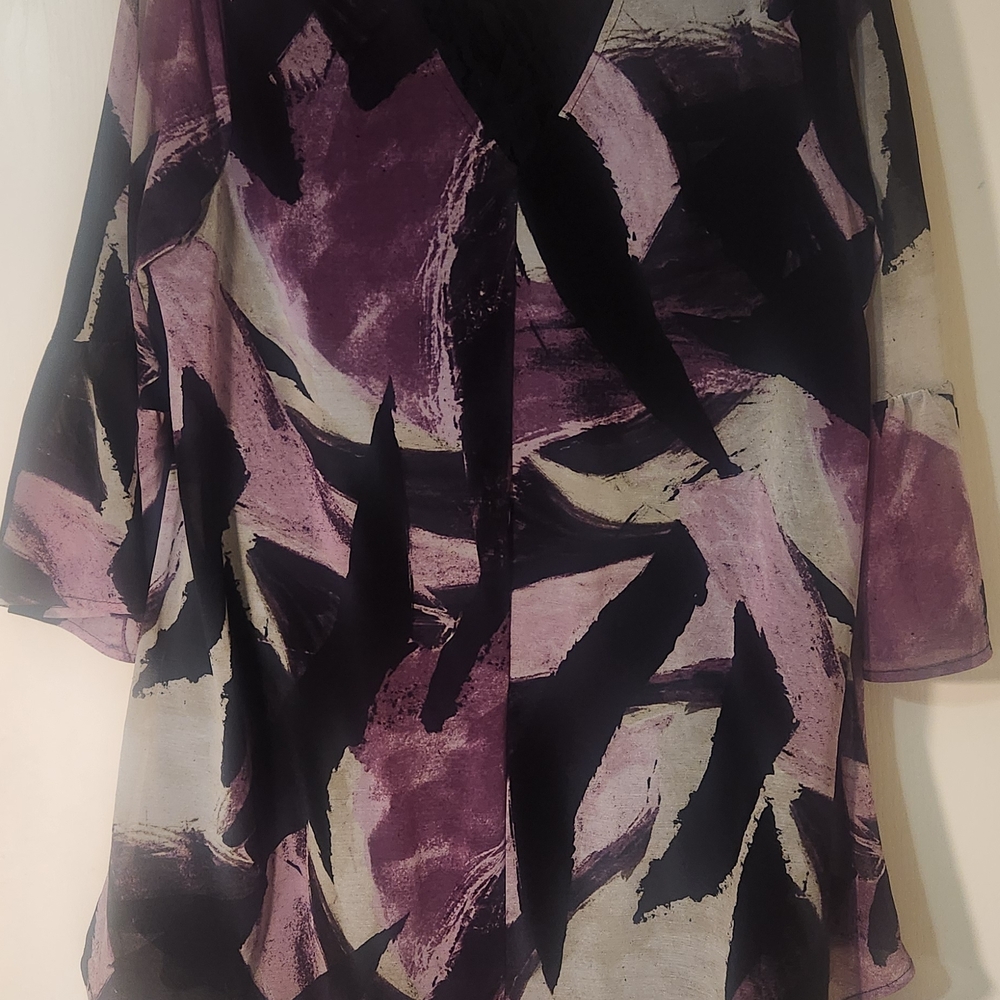 Style & Co. Purple and Black Abstract Blouse